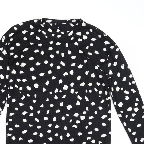 F&F Womens Black Geometric Polyester A-Line Size 6 Round Neck Pullover
