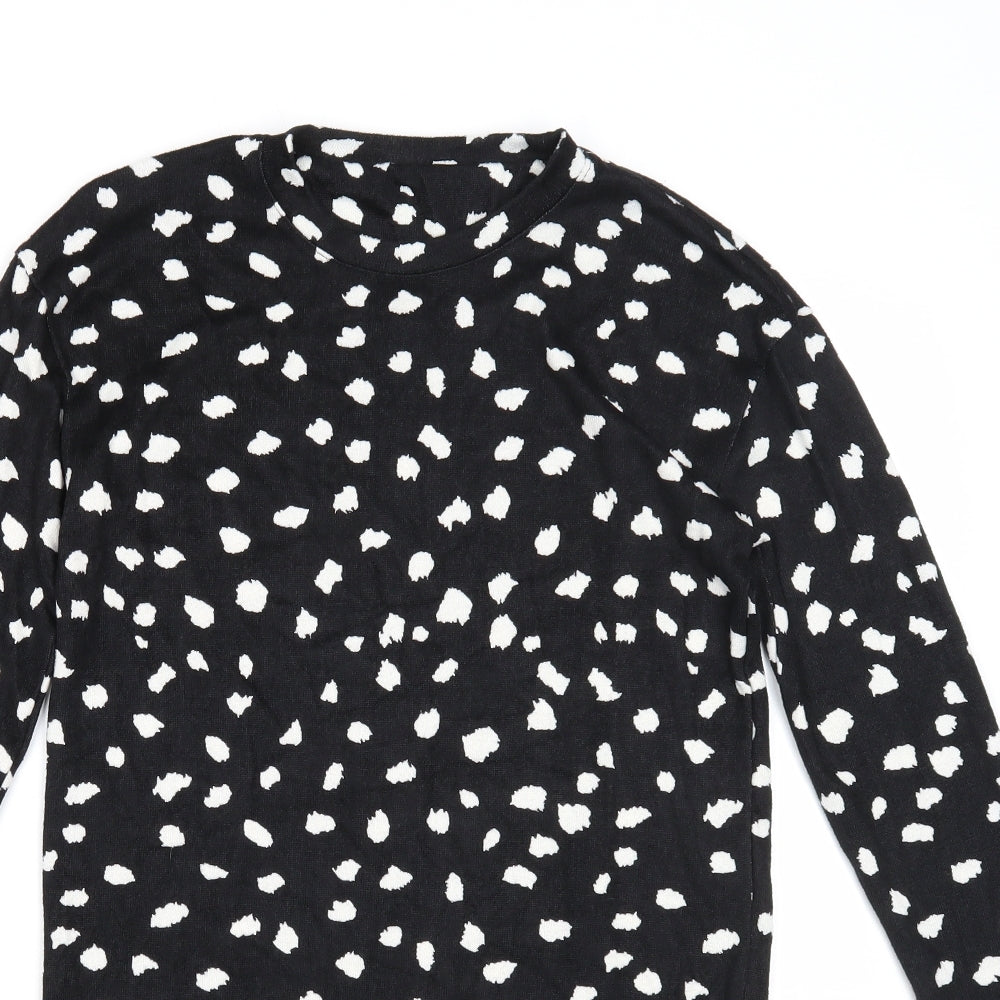F&F Womens Black Geometric Polyester A-Line Size 6 Round Neck Pullover
