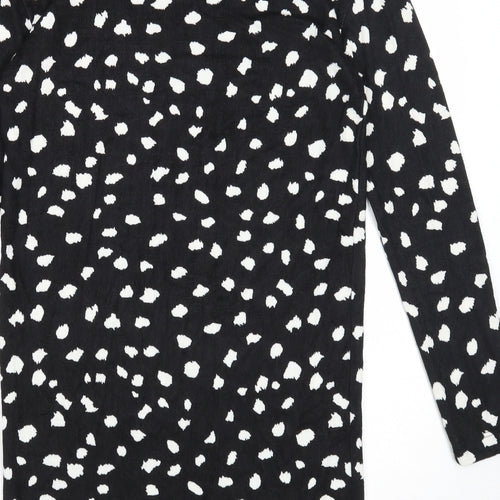 F&F Womens Black Geometric Polyester A-Line Size 6 Round Neck Pullover