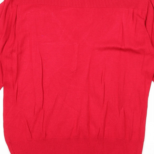 Paramour Womens Red V-Neck Viscose Pullover Jumper Size M
