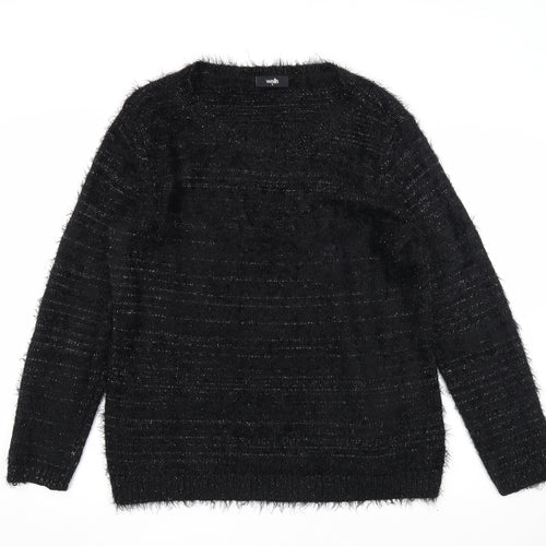 Wallis Womens Black Round Neck Acrylic Pullover Jumper Size M