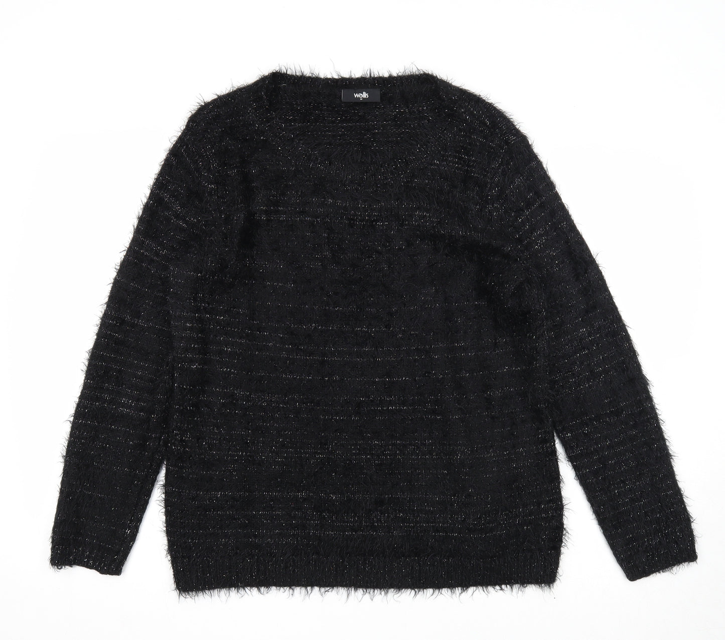 Wallis Womens Black Round Neck Acrylic Pullover Jumper Size M