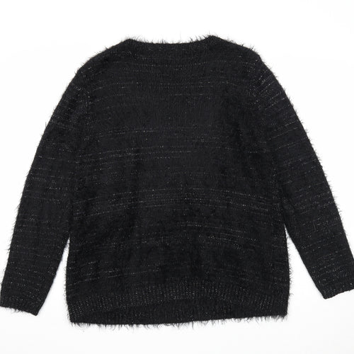 Wallis Womens Black Round Neck Acrylic Pullover Jumper Size M