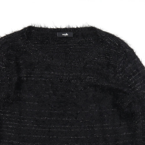 Wallis Womens Black Round Neck Acrylic Pullover Jumper Size M
