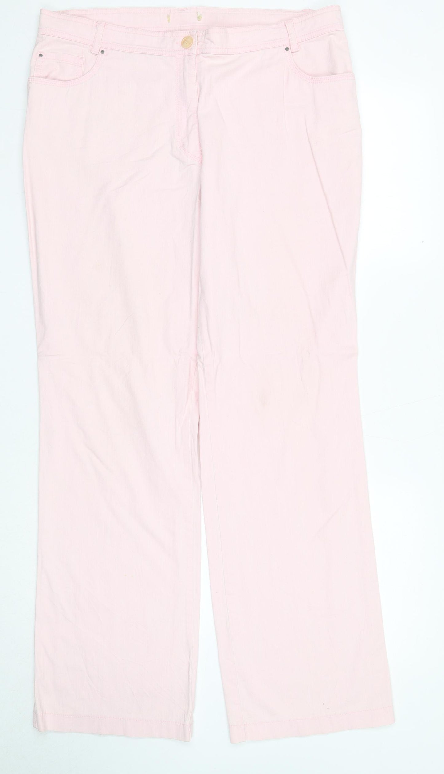 Preworn Womens Pink Cotton Straight Jeans Size 18 Regular Zip