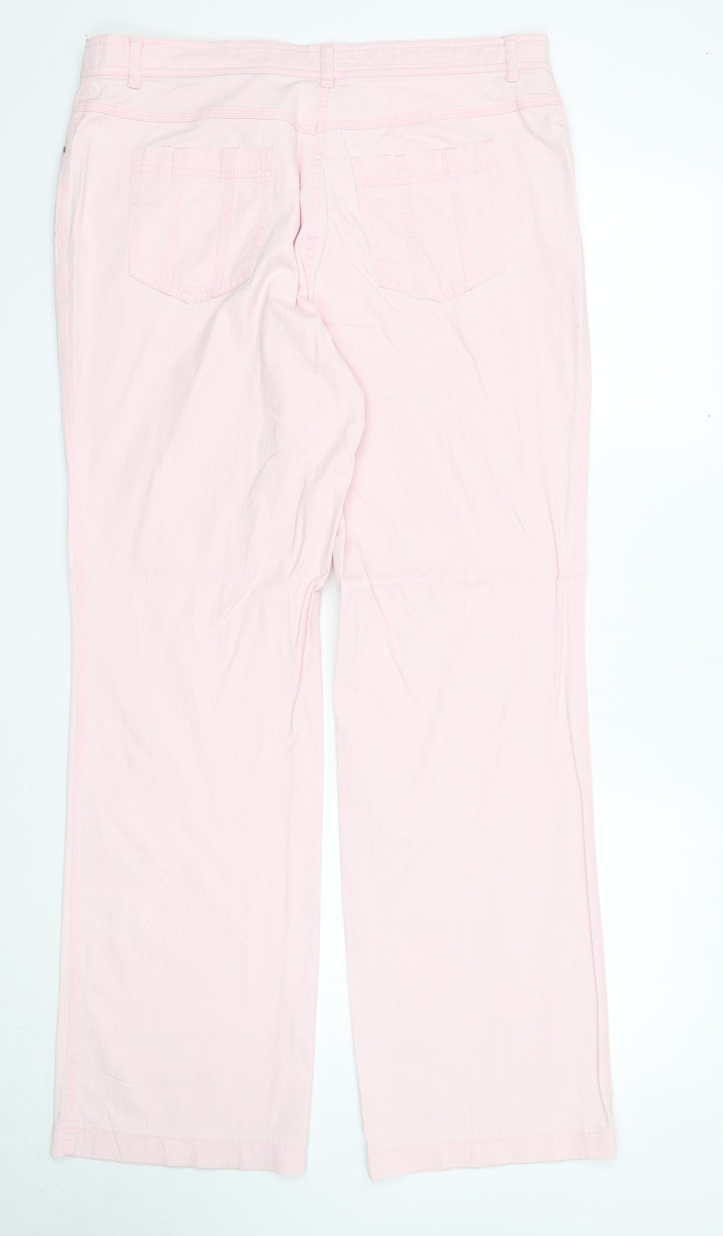 Preworn Womens Pink Cotton Straight Jeans Size 18 Regular Zip