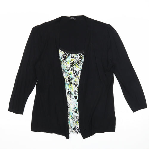 M&Co Womens Black Floral Viscose Basic Blouse Size S Scoop Neck - Twin Set
