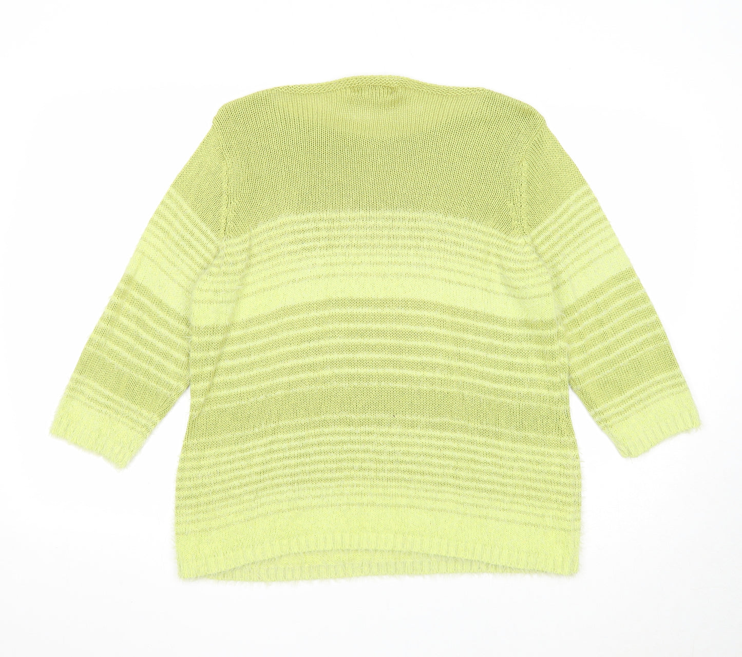 Per Una Womens Green Boat Neck Striped Acrylic Pullover Jumper Size L