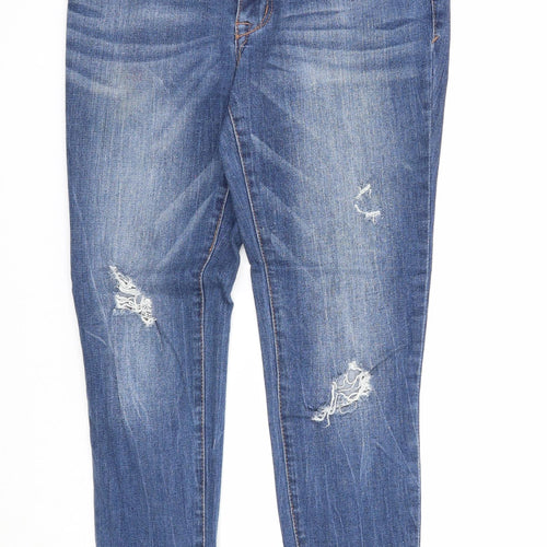 Preworn Womens Blue Cotton Skinny Jeans Size 6 Regular Zip