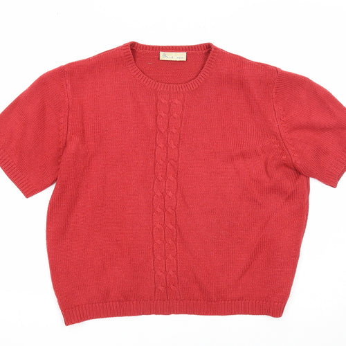 BHS Womens Red Round Neck Acrylic Pullover Jumper Size 14