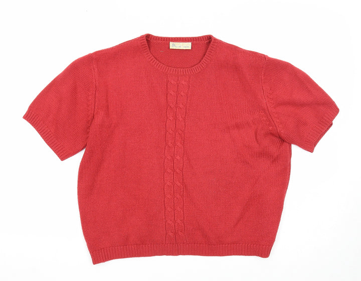 BHS Womens Red Round Neck Acrylic Pullover Jumper Size 14