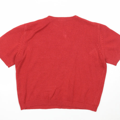 BHS Womens Red Round Neck Acrylic Pullover Jumper Size 14