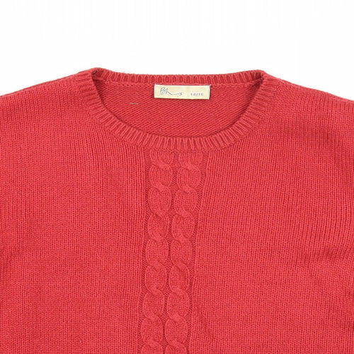 BHS Womens Red Round Neck Acrylic Pullover Jumper Size 14