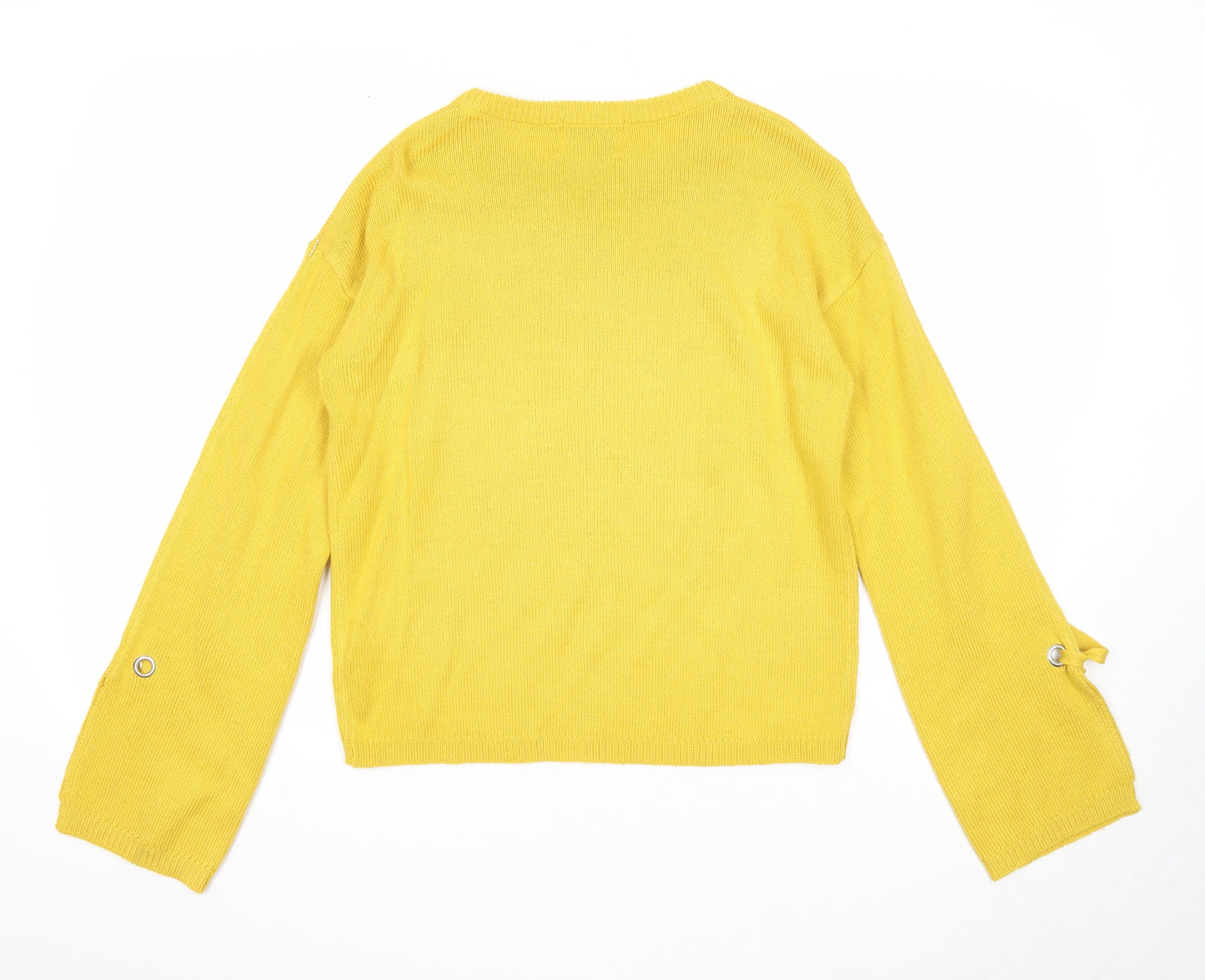 Papaya Womens Yellow Round Neck Acrylic Pullover Jumper Size S