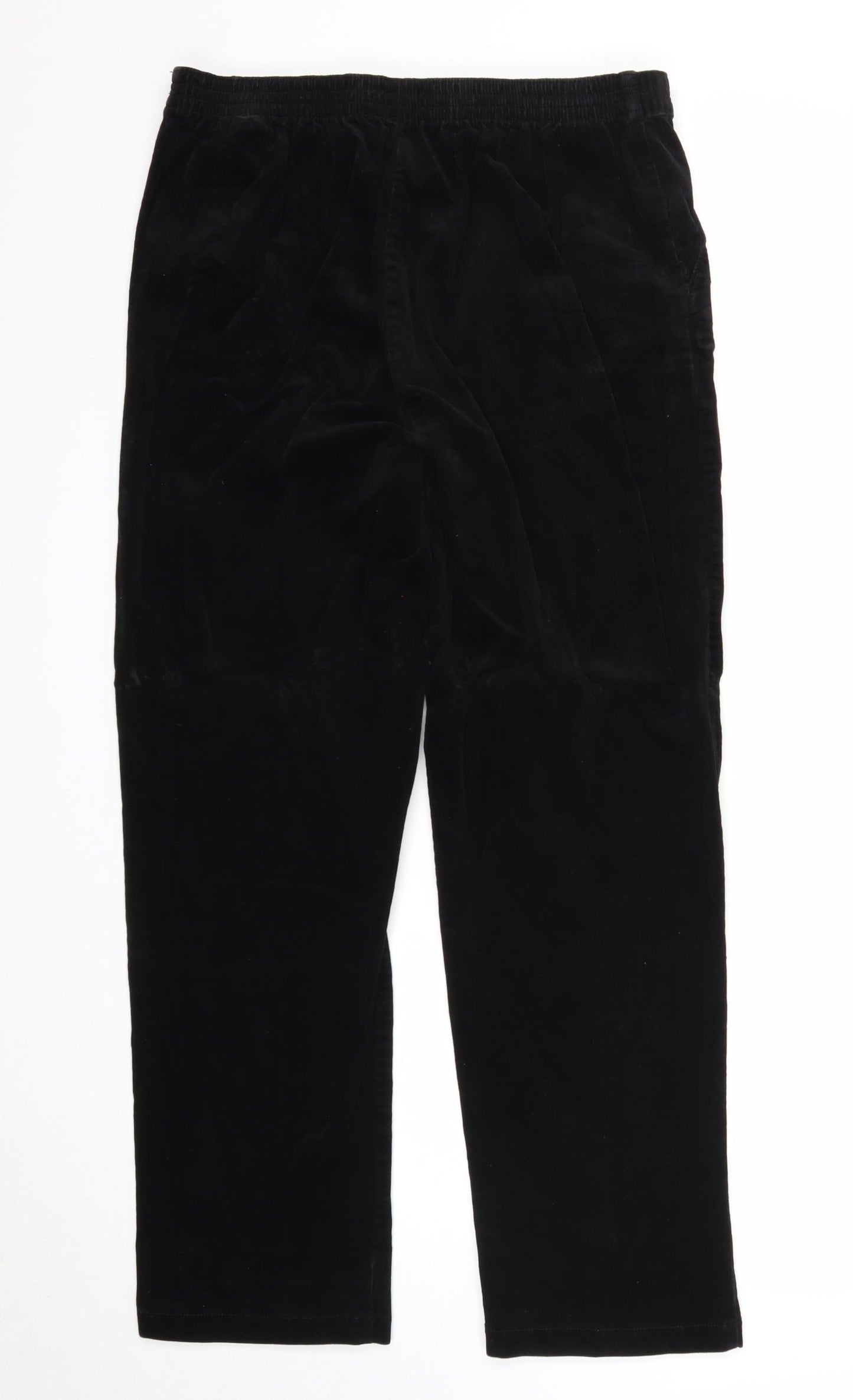 Marks and Spencer Womens Black Cotton Trousers Size 14 Regular