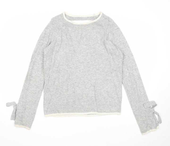 Dorothy Perkins Womens Grey Round Neck Acrylic Pullover Jumper Size 10