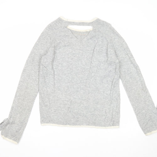 Dorothy Perkins Womens Grey Round Neck Acrylic Pullover Jumper Size 10