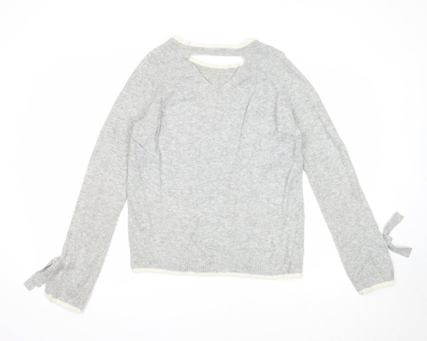 Dorothy Perkins Womens Grey Round Neck Acrylic Pullover Jumper Size 10