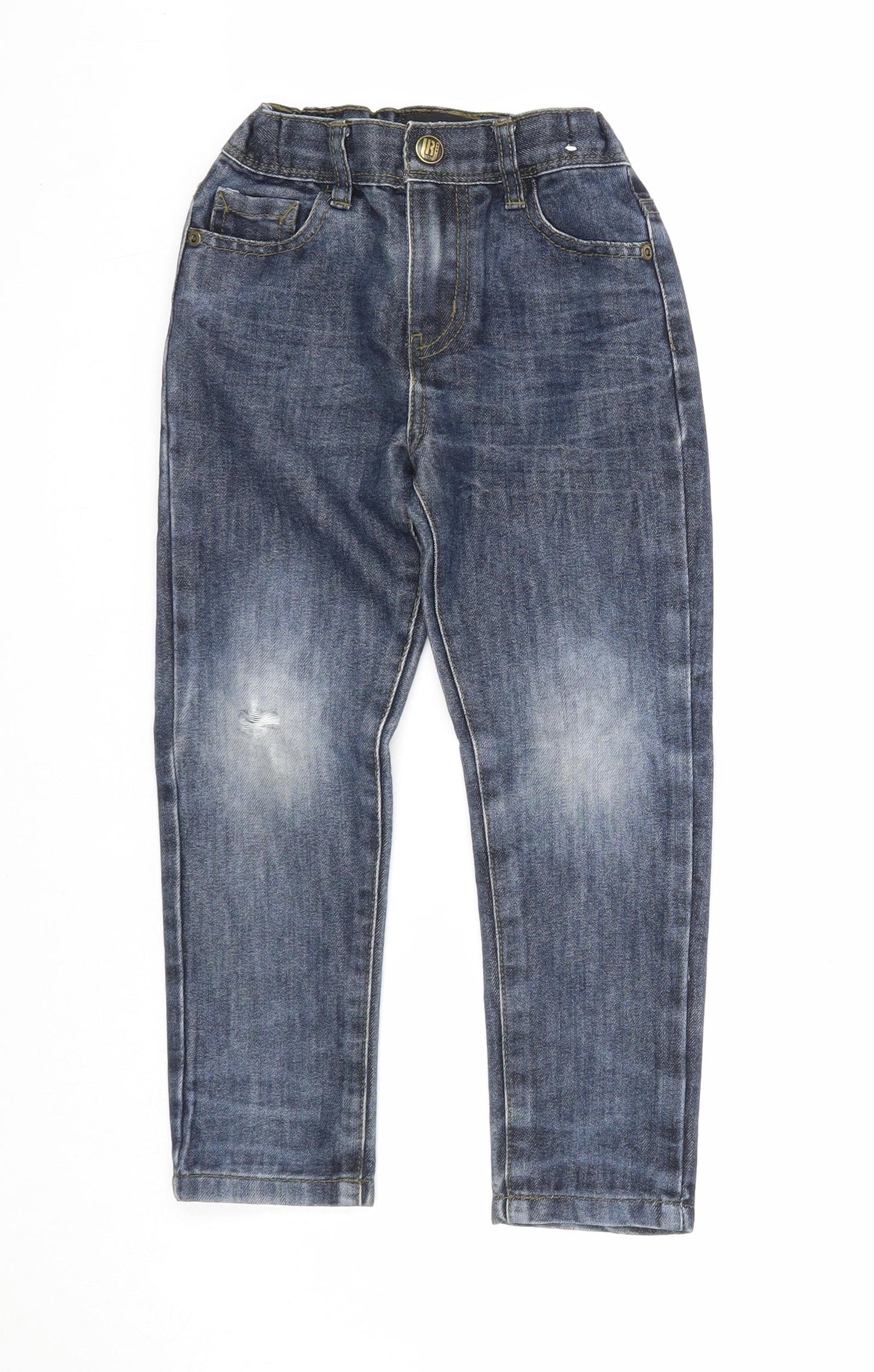 Urban Rascals Boys Blue Cotton Straight Jeans Size 4-5 Years Slim Zip