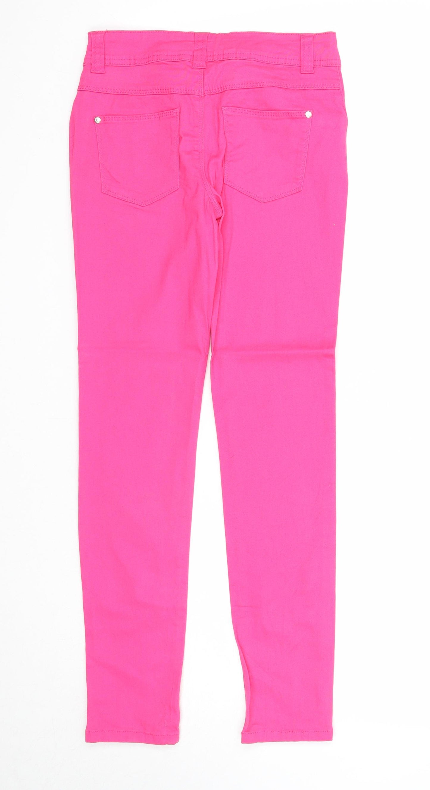 Preworn Girls Pink Cotton Skinny Jeans Size 11-12 Years Regular Zip