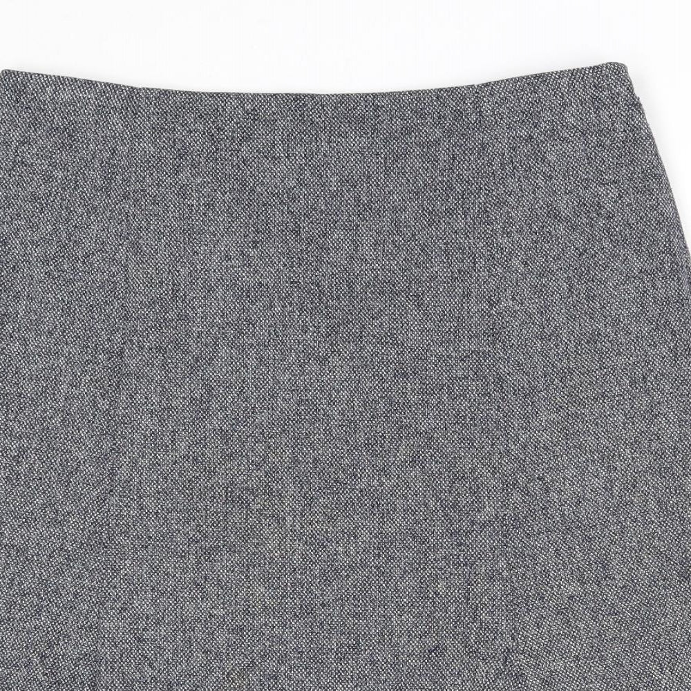 Marks and Spencer Womens Blue Polyester Swing Skirt Size 14 Zip