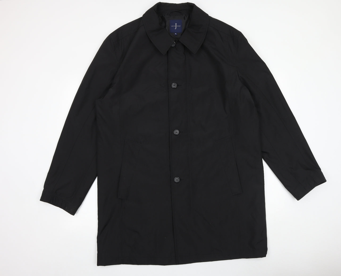 Jasper Conran Mens Black Overcoat Coat Size XL Button