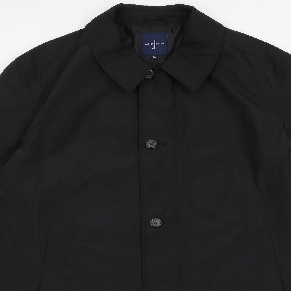 Jasper Conran Mens Black Overcoat Coat Size XL Button