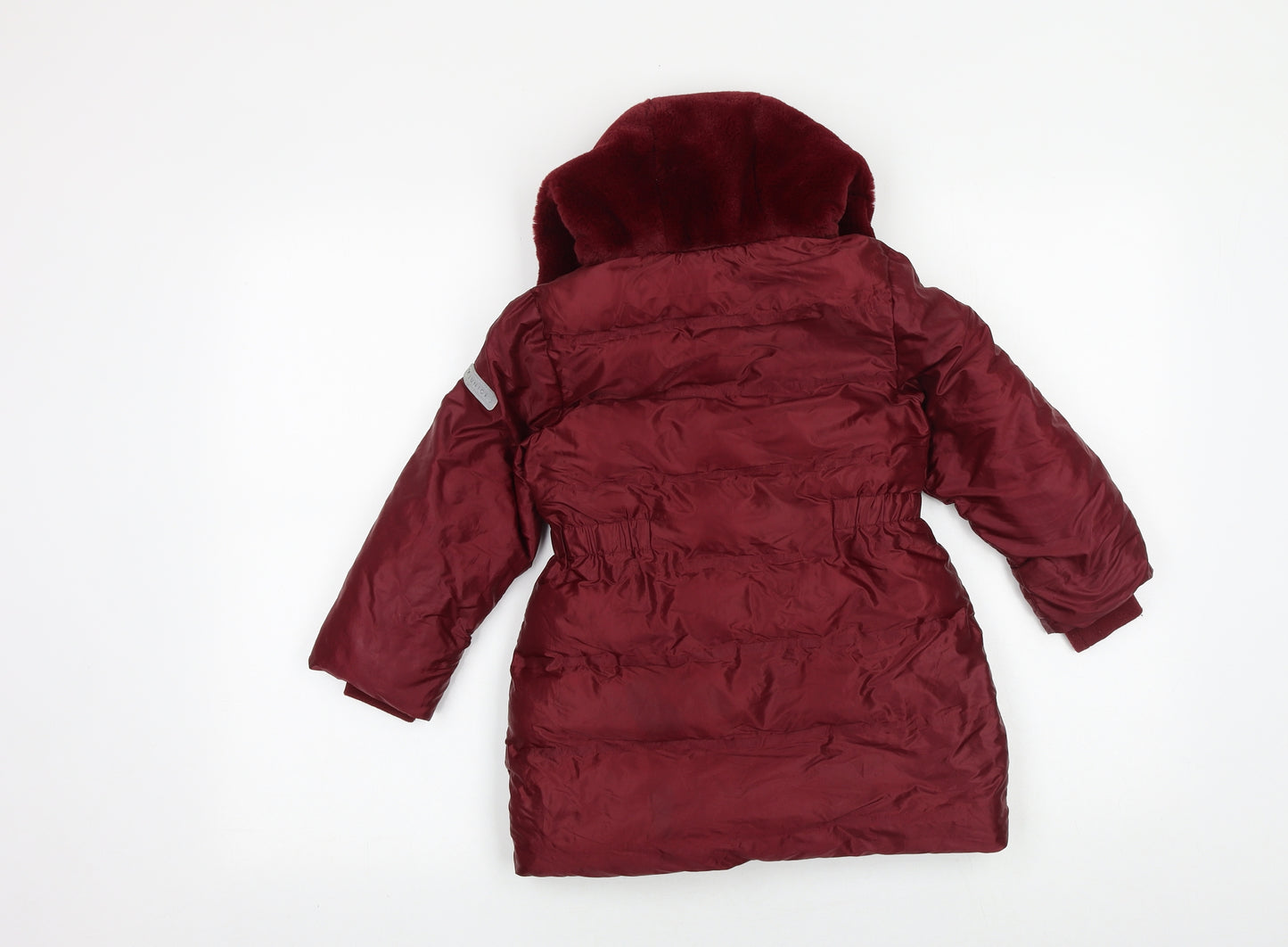 Jasper Conran Girls Red Quilted Coat Size 3-4 Years Zip