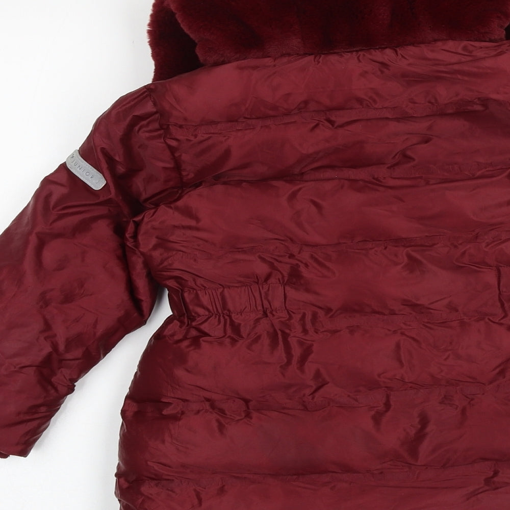Jasper Conran Girls Red Quilted Coat Size 3-4 Years Zip
