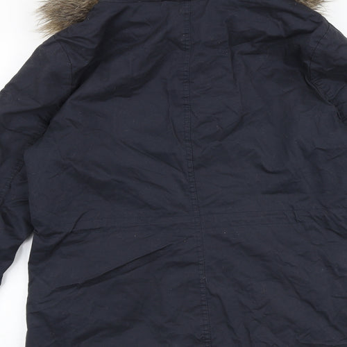 H&M Womens Blue Parka Coat Size 12 Hook & Loop