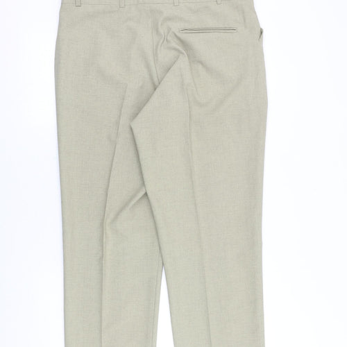 BHS Mens Beige Polyester Trousers Size 36 in Regular Zip