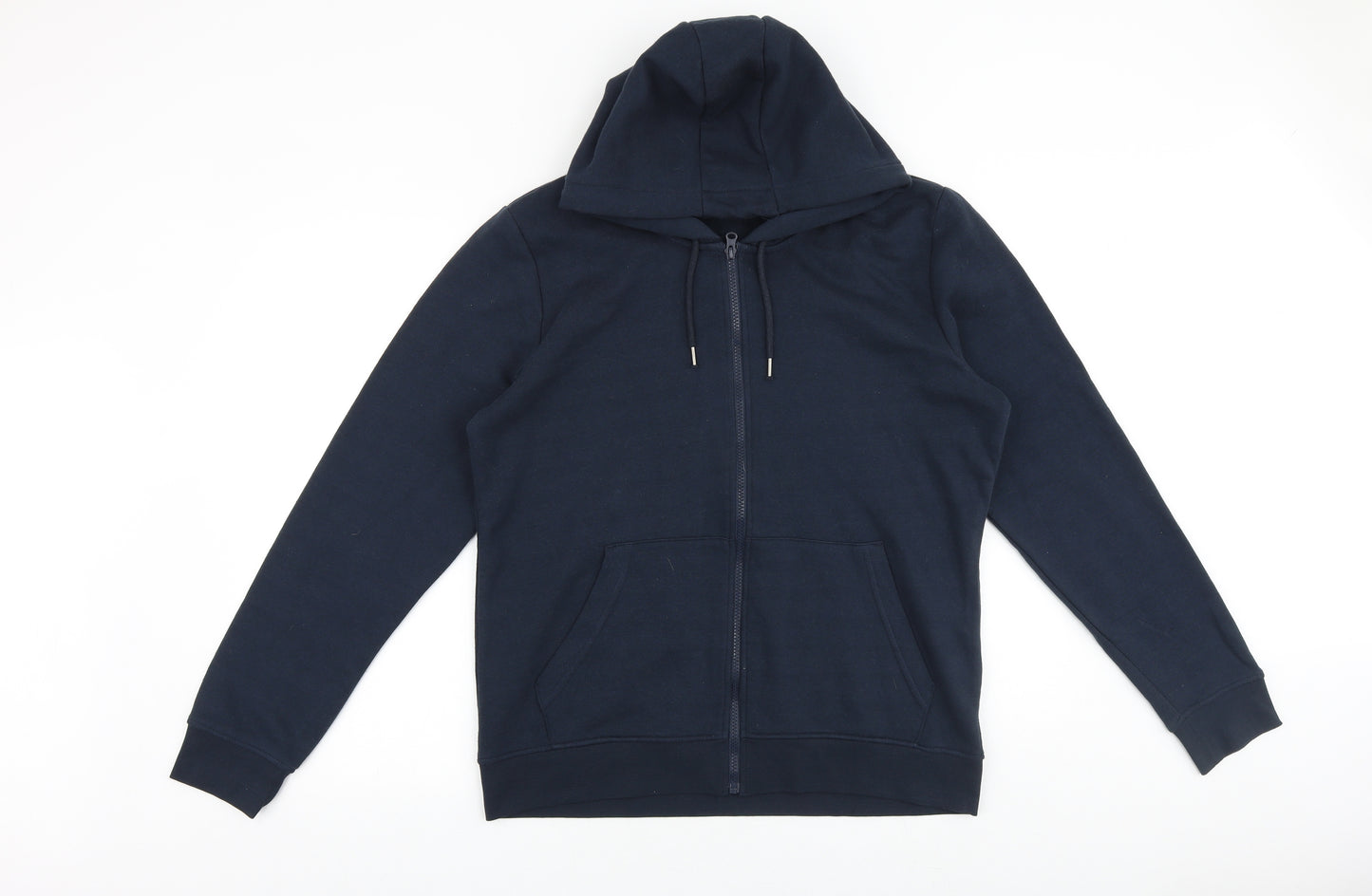 Fluid Mens Blue Cotton Full Zip Hoodie Size L
