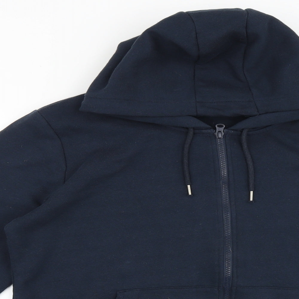 Fluid Mens Blue Cotton Full Zip Hoodie Size L
