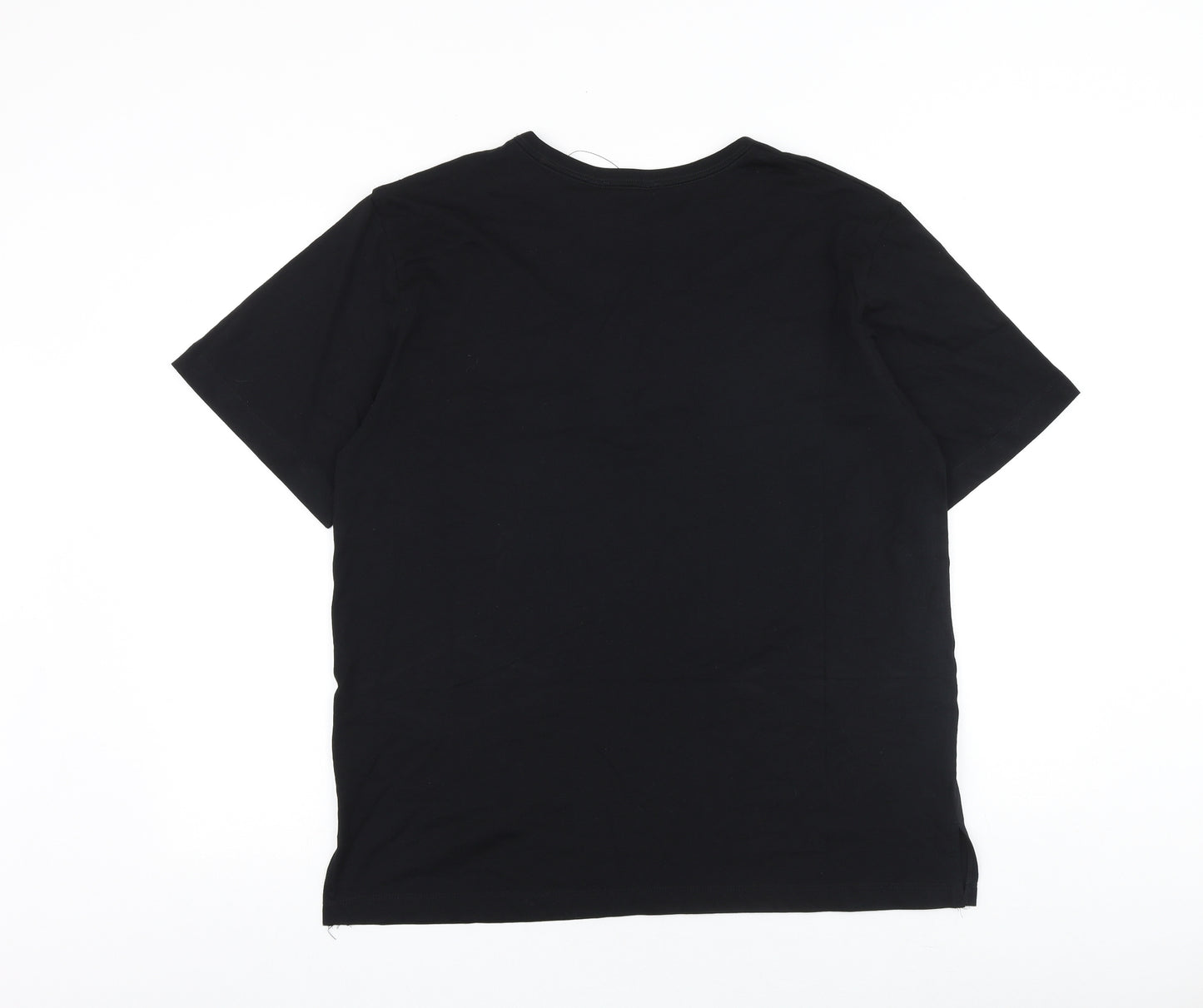 Marks and Spencer Womens Black 100% Cotton Basic T-Shirt Size 12 Round Neck