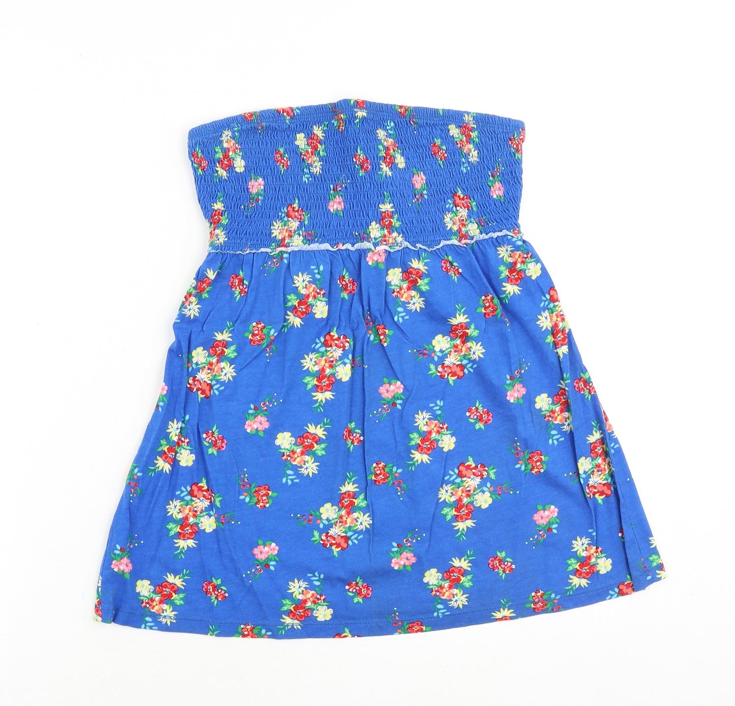 Papaya Womens Blue Floral 100% Cotton Basic Tank Size 12 Off the Shoulder
