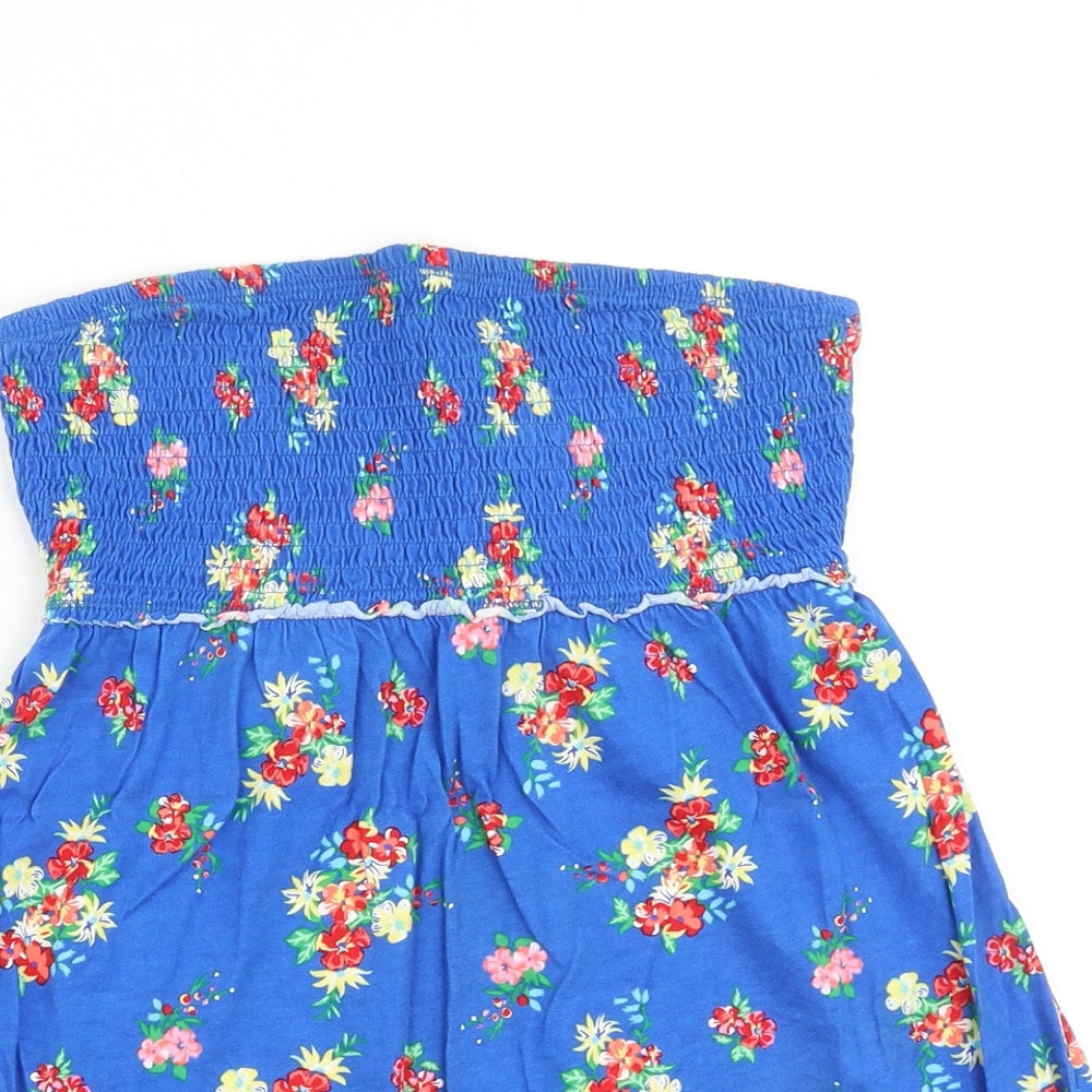 Papaya Womens Blue Floral 100% Cotton Basic Tank Size 12 Off the Shoulder