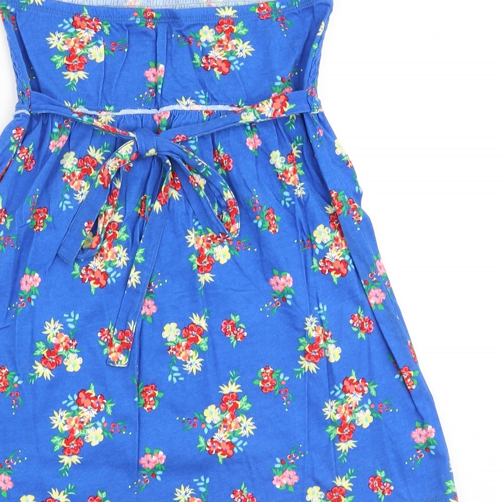 Papaya Womens Blue Floral 100% Cotton Basic Tank Size 12 Off the Shoulder