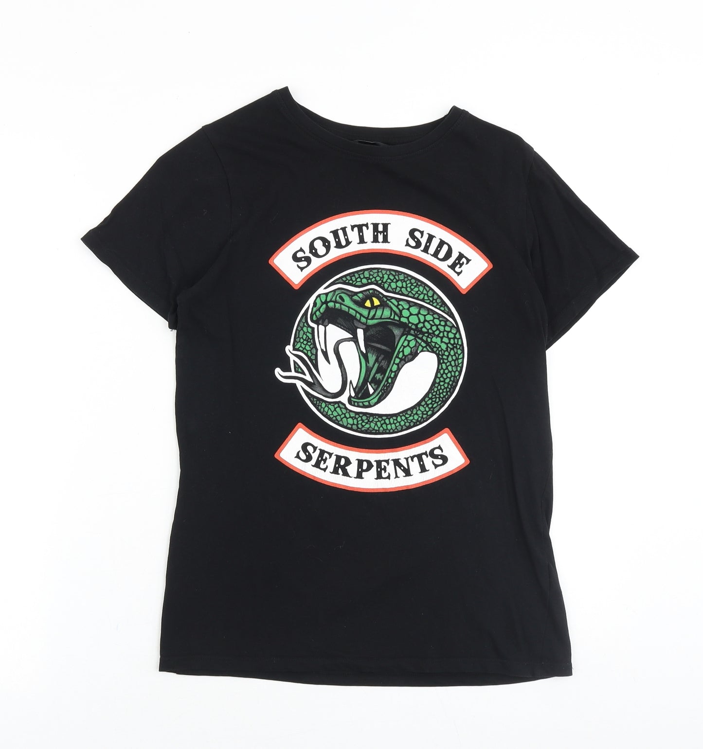 New Look Womens Black 100% Cotton Basic T-Shirt Size 8 Round Neck - South Side Serpents