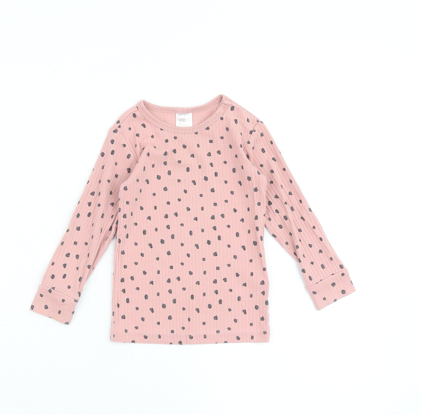 H&M Baby Pink Geometric Cotton Basic T-Shirt Size 9-12 Months Round Neck Snap