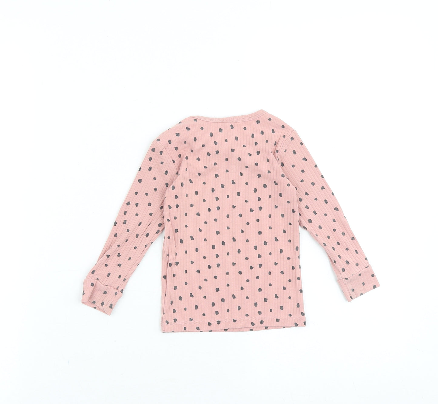 H&M Baby Pink Geometric Cotton Basic T-Shirt Size 9-12 Months Round Neck Snap
