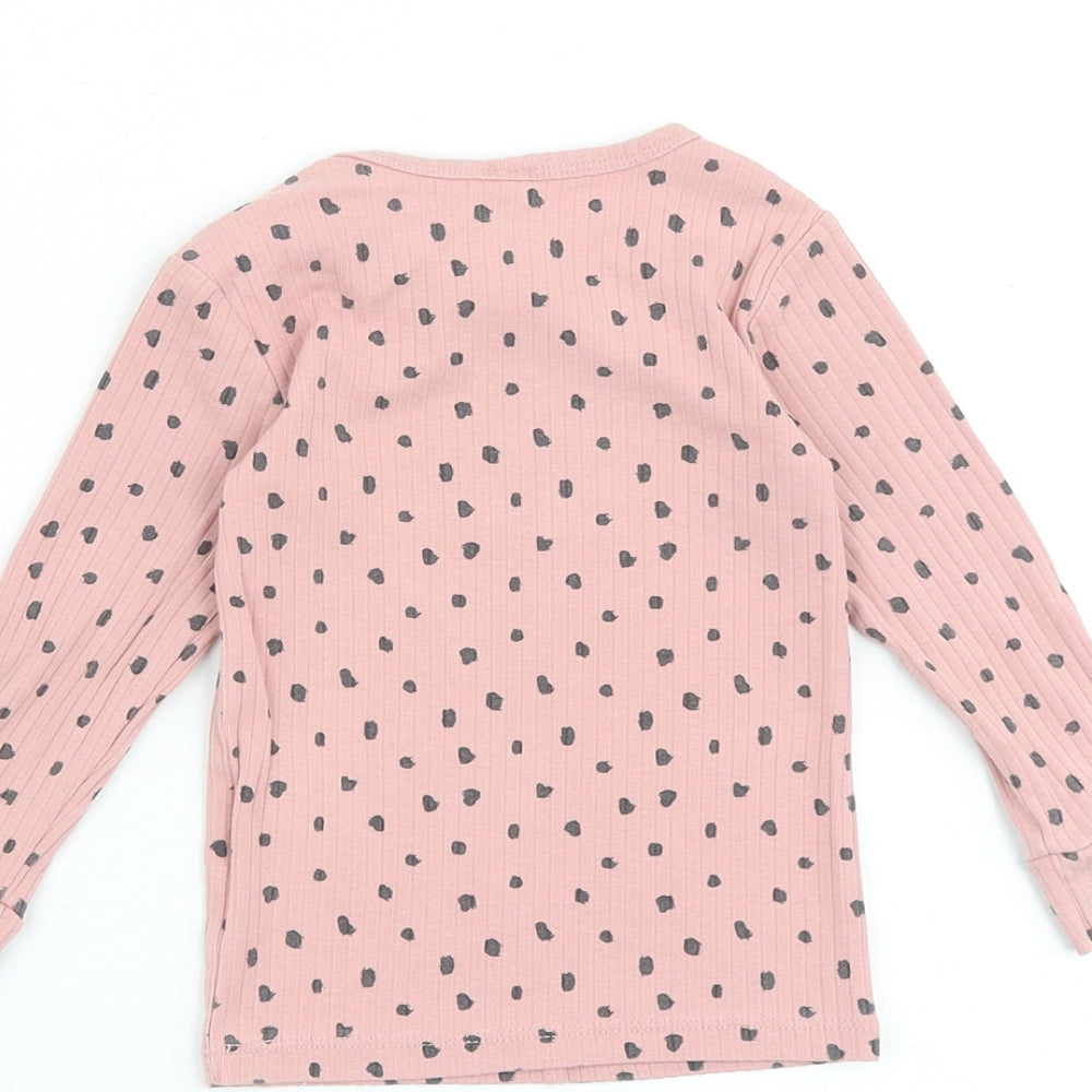 H&M Baby Pink Geometric Cotton Basic T-Shirt Size 9-12 Months Round Neck Snap