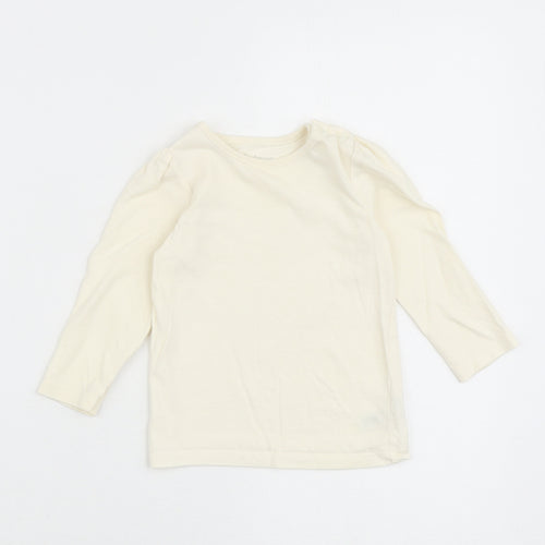 Nutmeg Baby Ivory Cotton Basic T-Shirt Size 9-12 Months Round Neck Snap