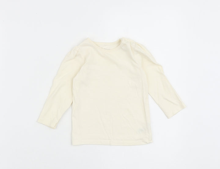 Nutmeg Baby Ivory Cotton Basic T-Shirt Size 9-12 Months Round Neck Snap