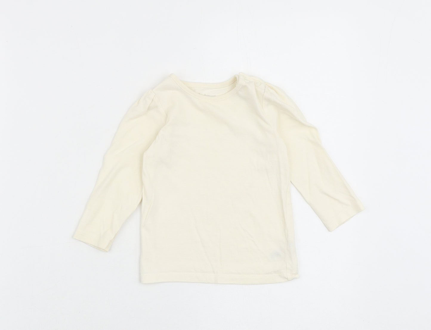Nutmeg Baby Ivory Cotton Basic T-Shirt Size 9-12 Months Round Neck Snap