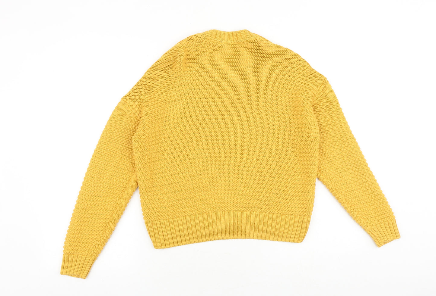H&M Womens Yellow Round Neck Acrylic Pullover Jumper Size XS