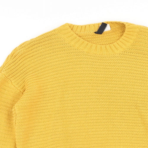 H&M Womens Yellow Round Neck Acrylic Pullover Jumper Size XS