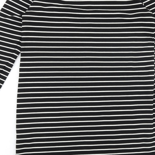 Debenhams Womens Black Striped Viscose A-Line Size 10 Round Neck Pullover