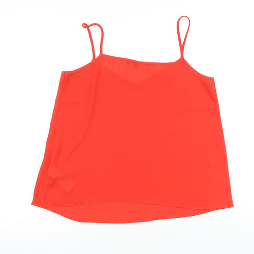 New Look Womens Red Polyester Basic Tank Size 10 V-Neck