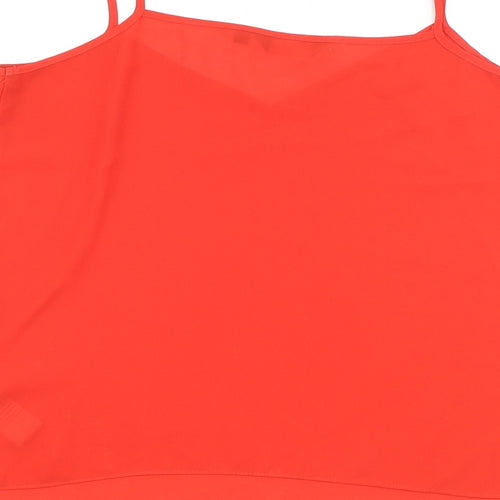 New Look Womens Red Polyester Basic Tank Size 10 V-Neck