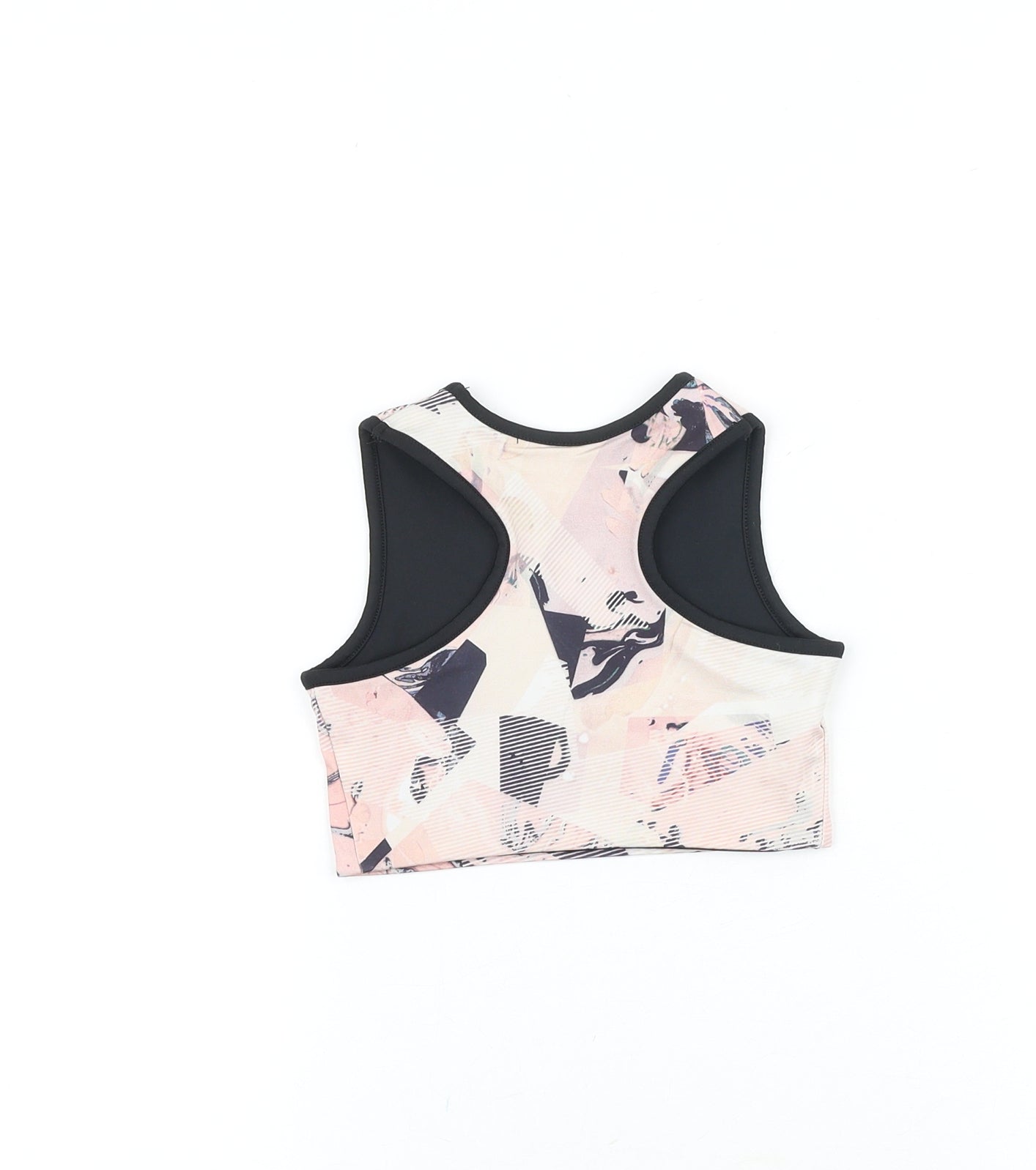 F&F Girls Black Geometric Polyester Cropped Tank Size 6-7 Years Round Neck Pullover